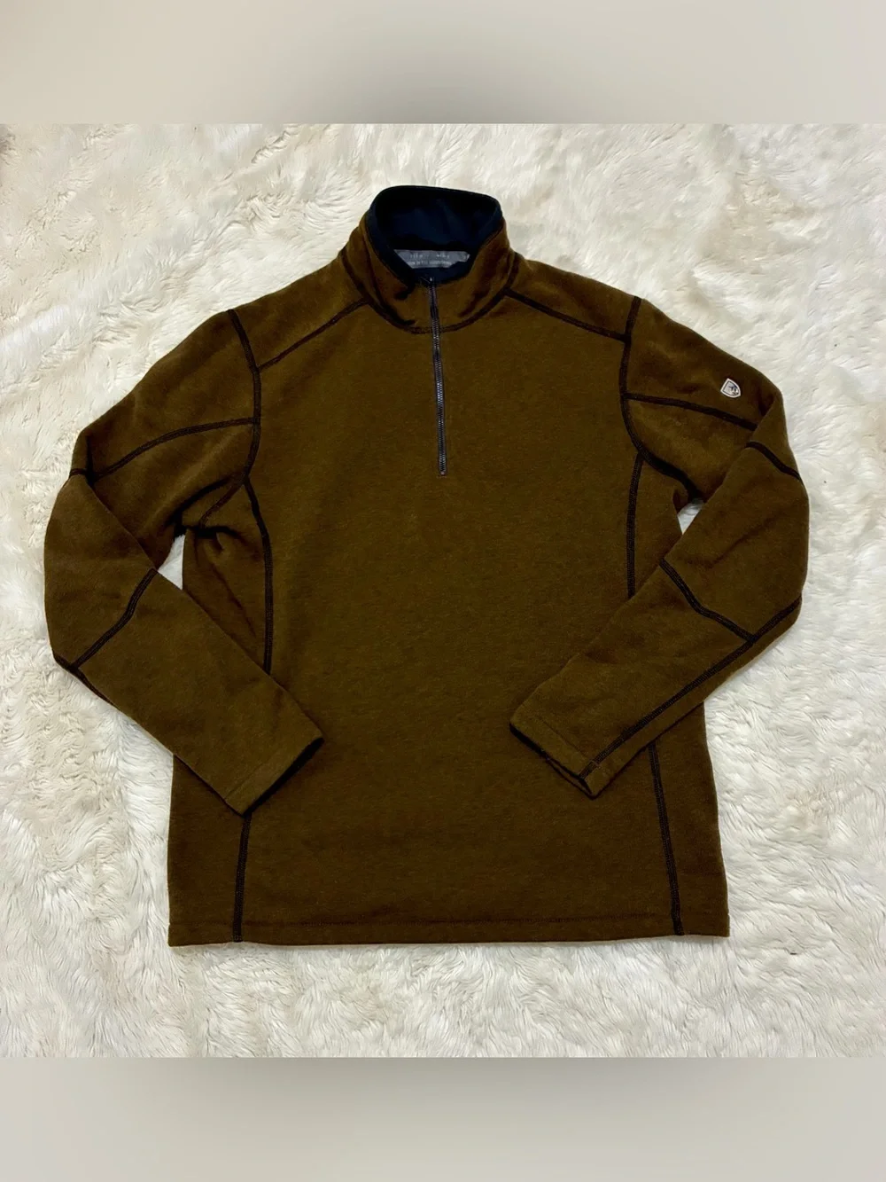 Kuhl Revel 1/4 Zip Fleece Pullover, Brown /Black, Men’s Medium